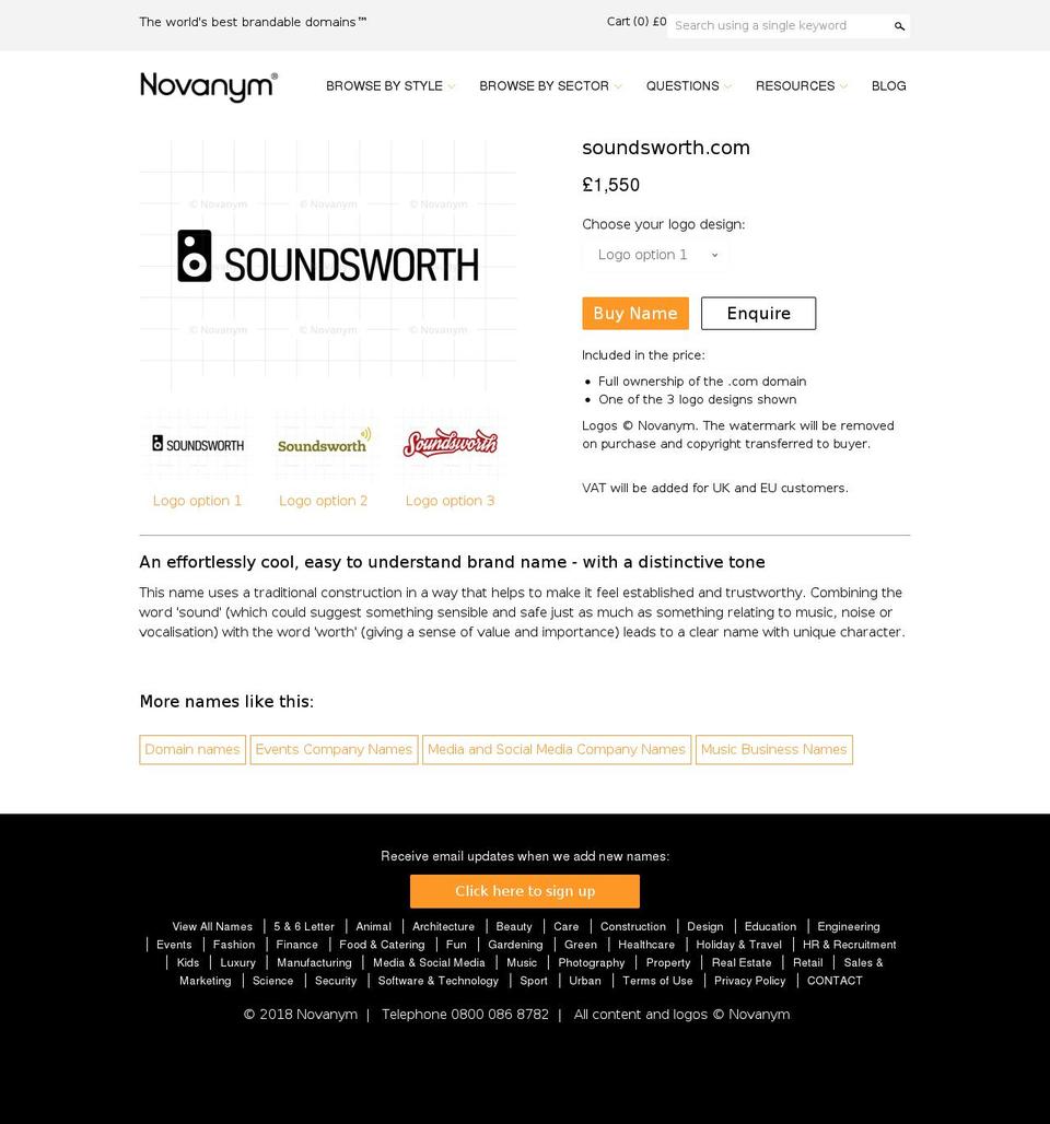 soundsworth.com — Shopify storefront screenshot