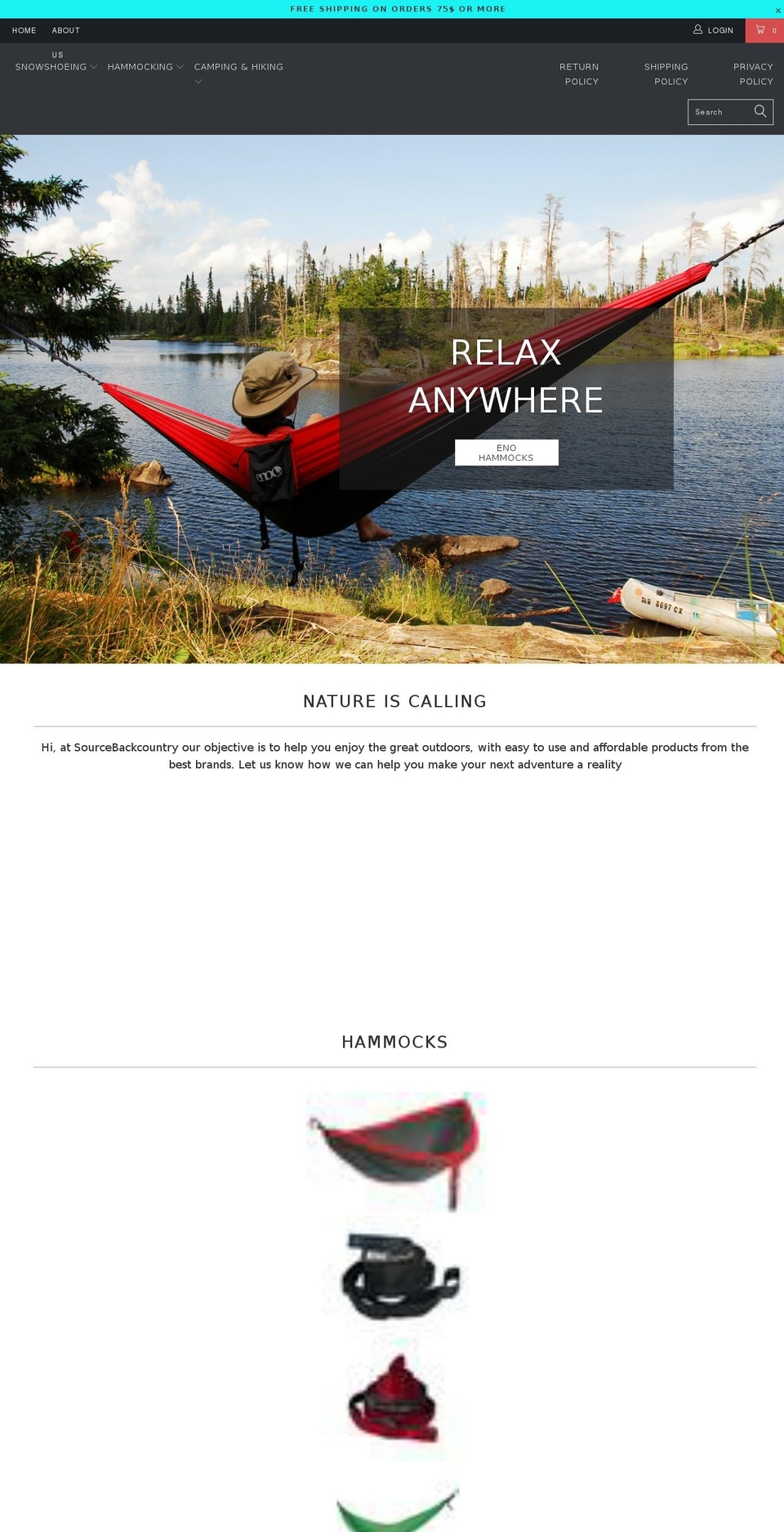 sourcebackcountry.com shopify website screenshot