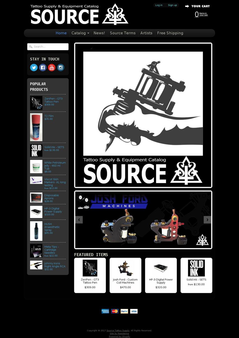 sourcetattoosupply.com shopify website screenshot