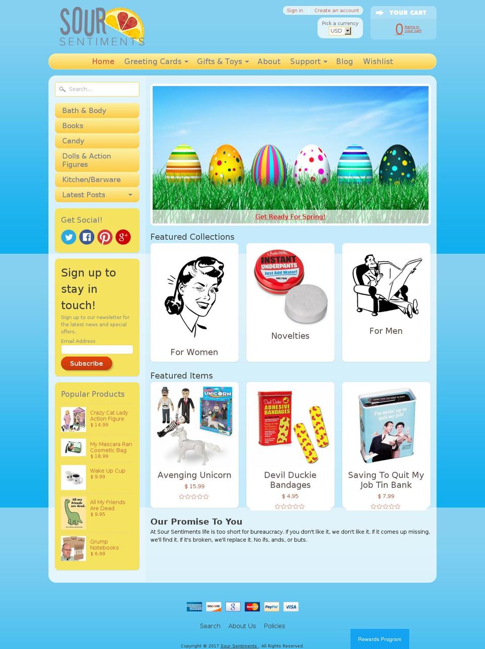 soursentiments.com shopify website screenshot