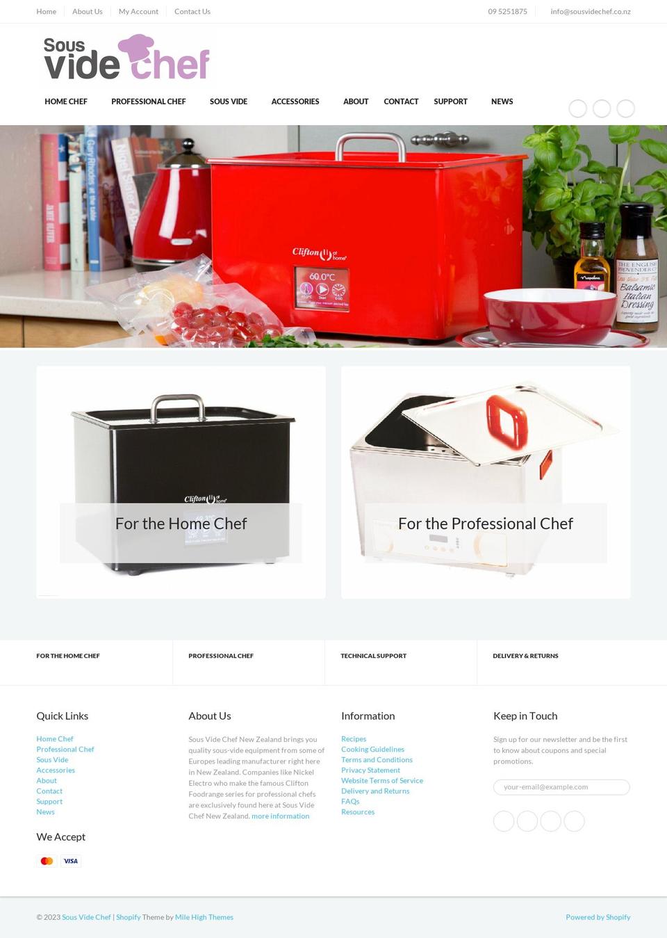 sousvidechef.co.nz shopify website screenshot