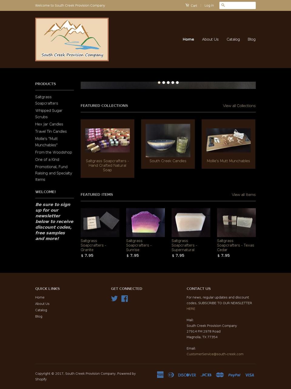 south-creek.com shopify website screenshot
