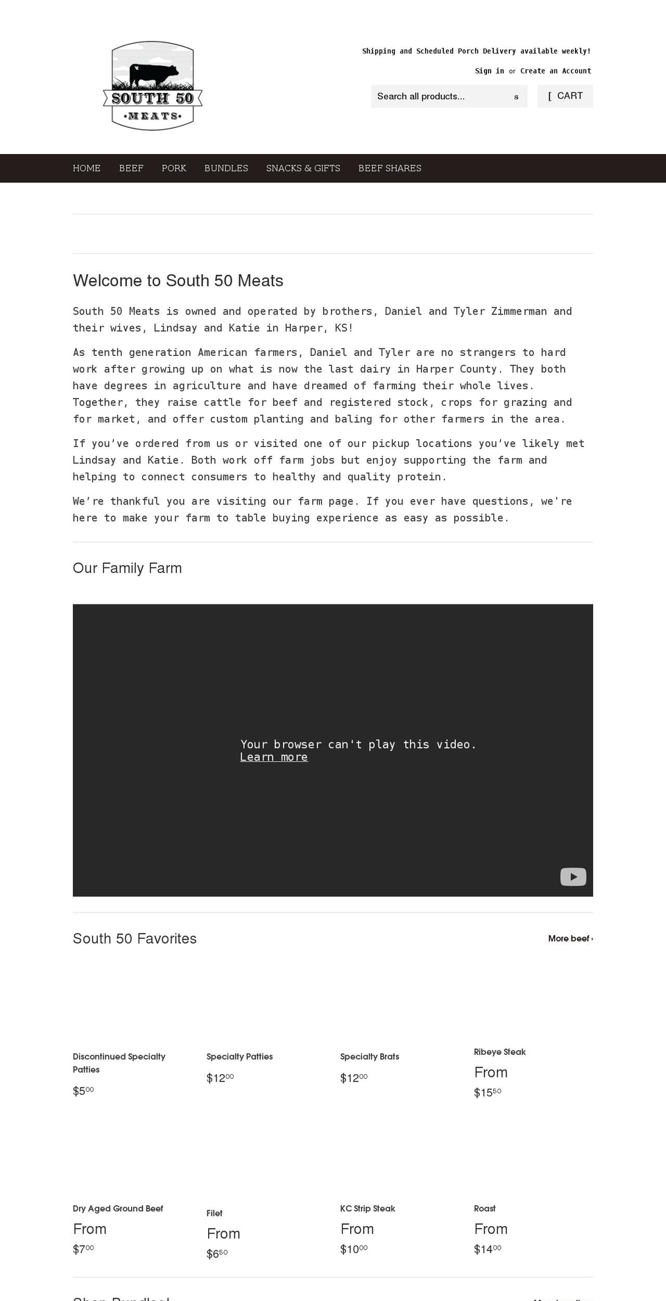 south50meats.com shopify website screenshot