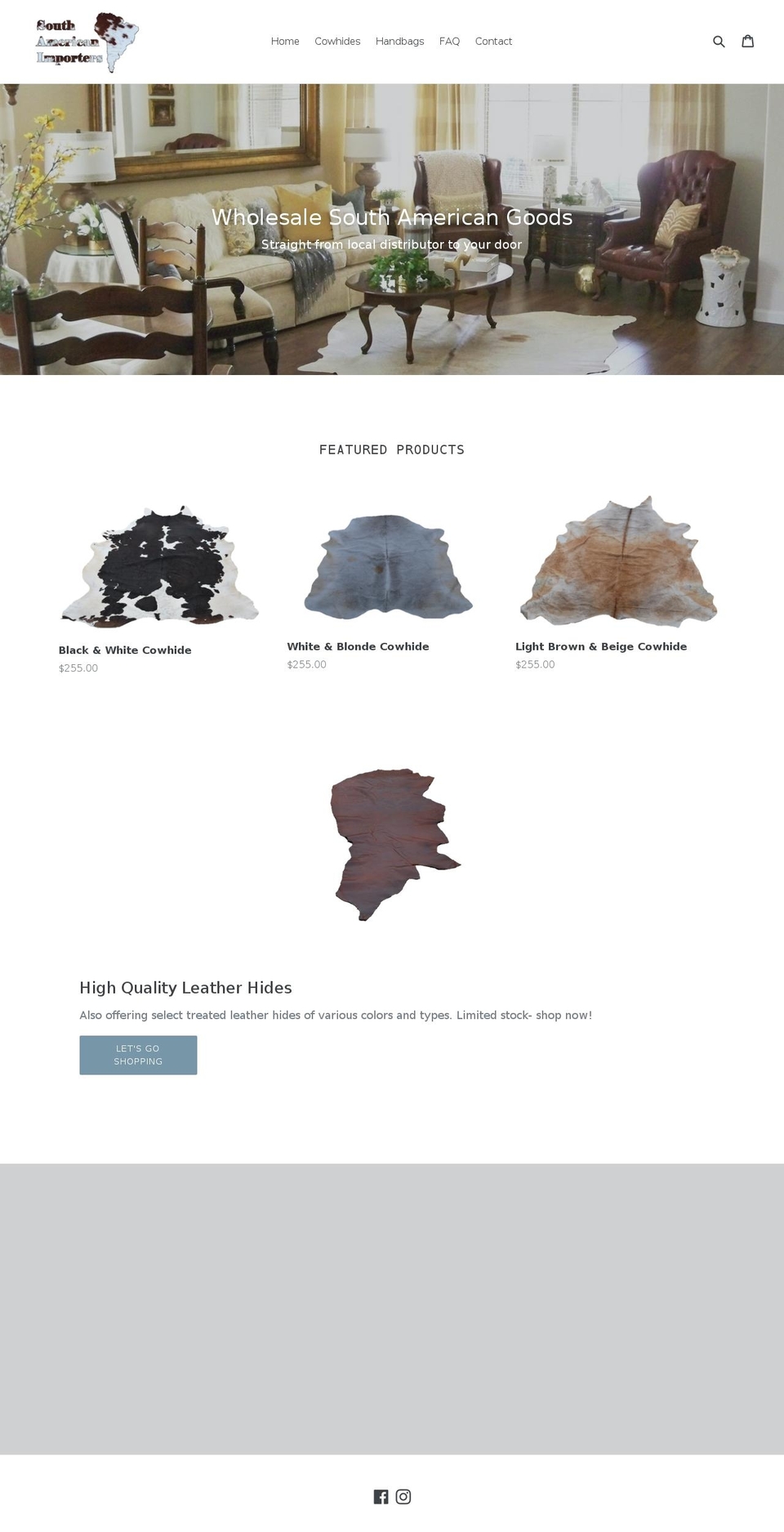 southamericanimporters.com — Shopify storefront screenshot