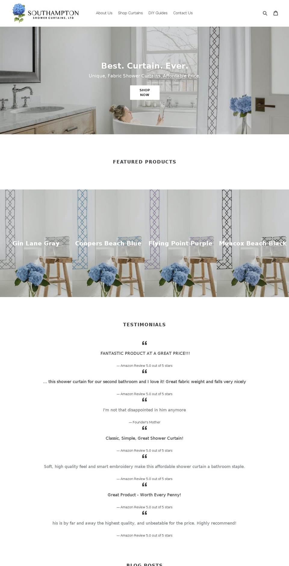 southamptonshowercurtains.com — Shopify storefront screenshot