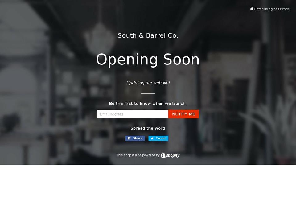 southandbarrel.com — Shopify storefront screenshot