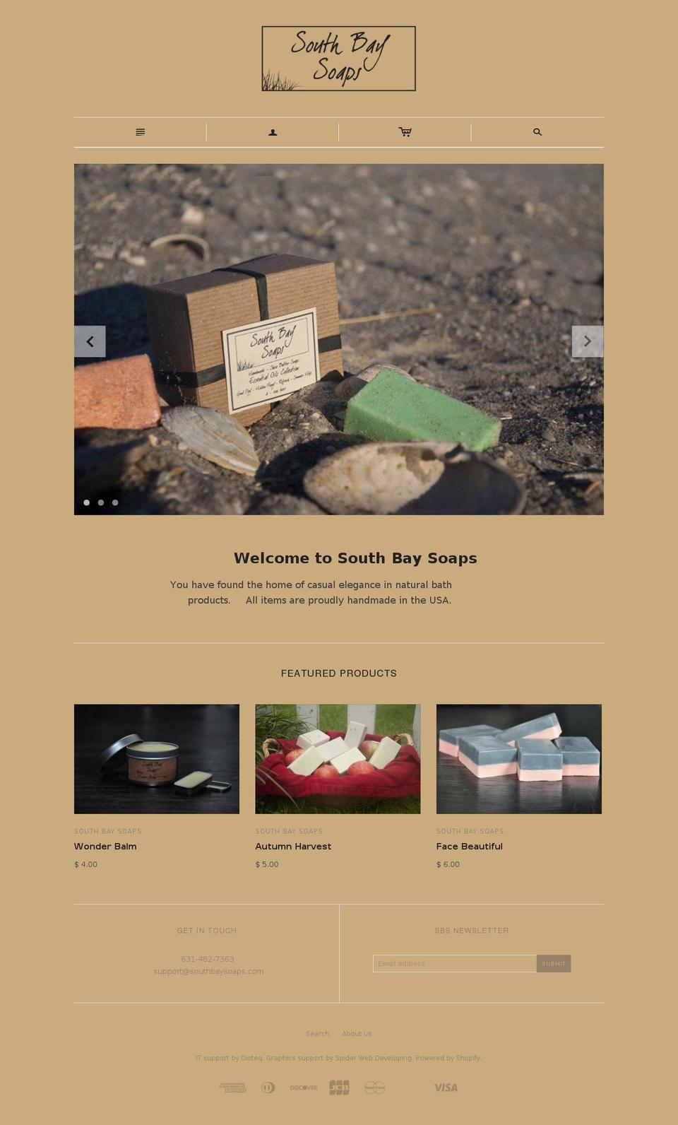 southbaysoaps.com shopify website screenshot