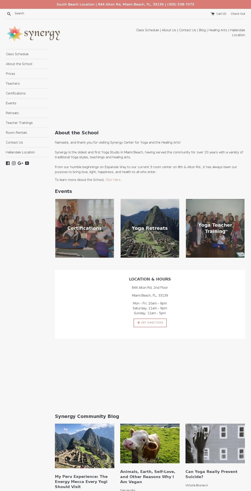 southbeachyoga.com — Shopify storefront screenshot