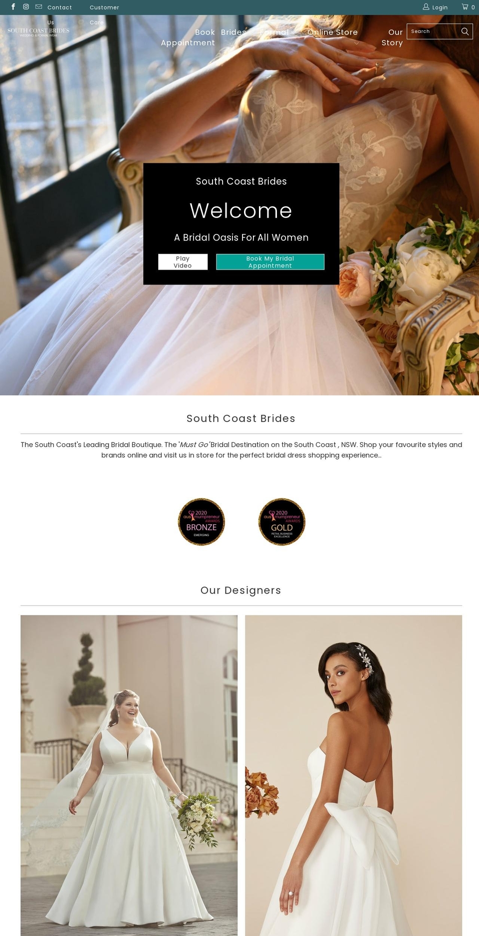 southcoastbrides.com.au shopify website screenshot
