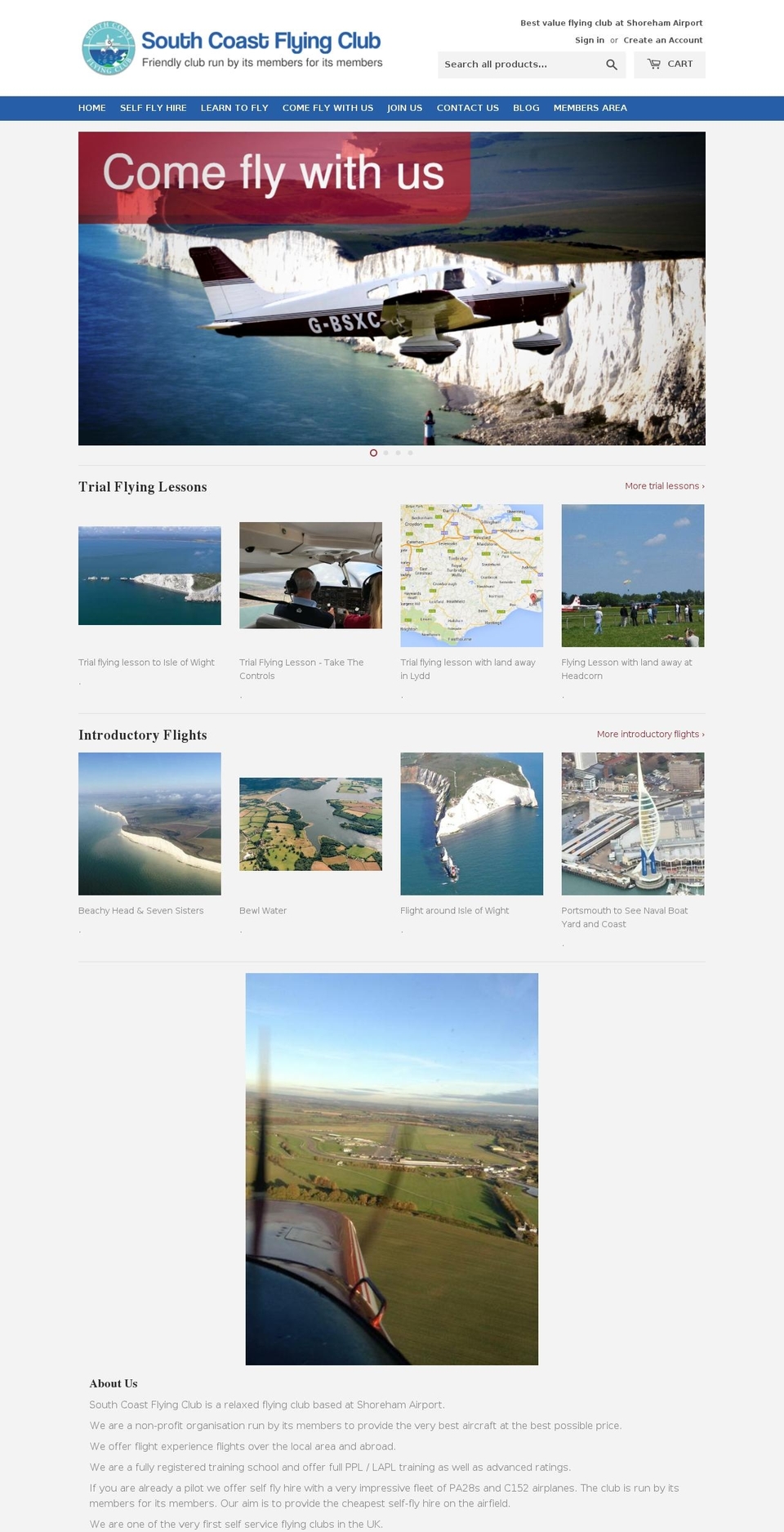 southcoastflyinggroup.co.uk shopify website screenshot