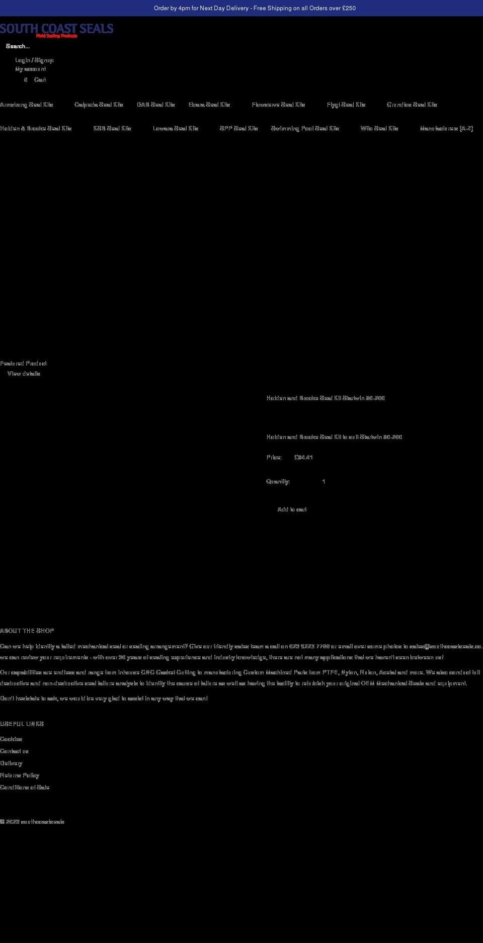 southcoastseals.co.uk shopify website screenshot