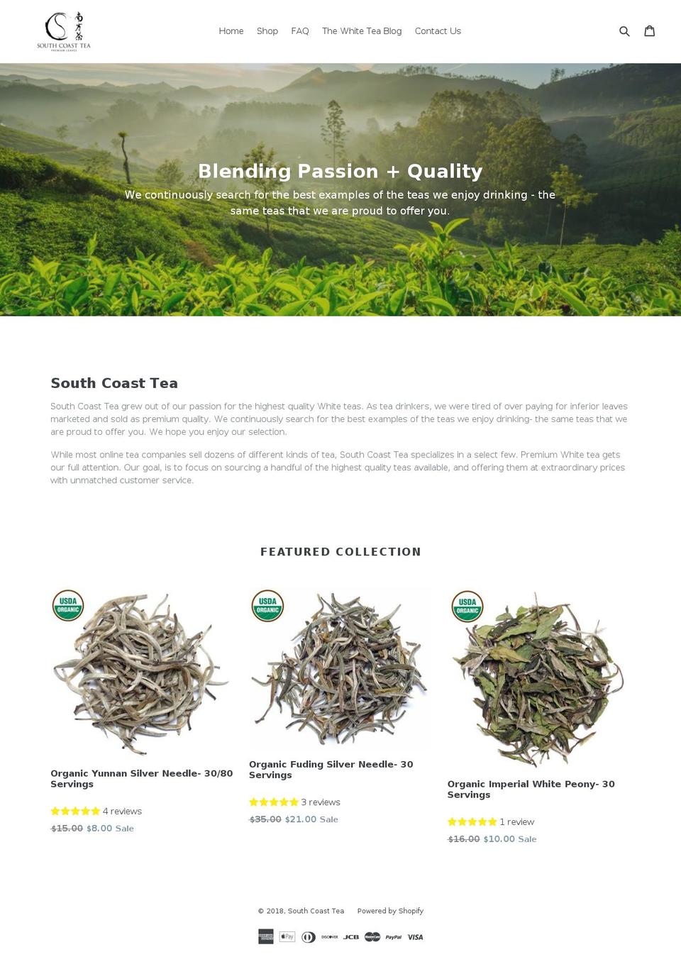 southcoasttea.com — Shopify storefront screenshot