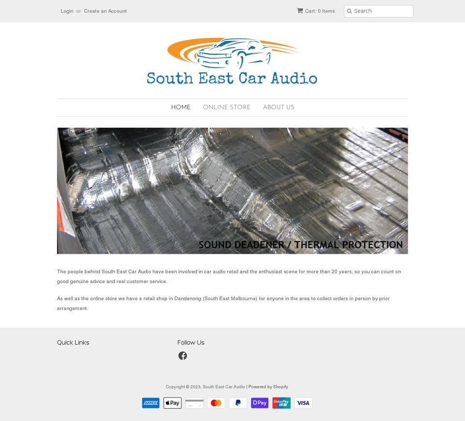 southeastcaraudio.com.au shopify website screenshot