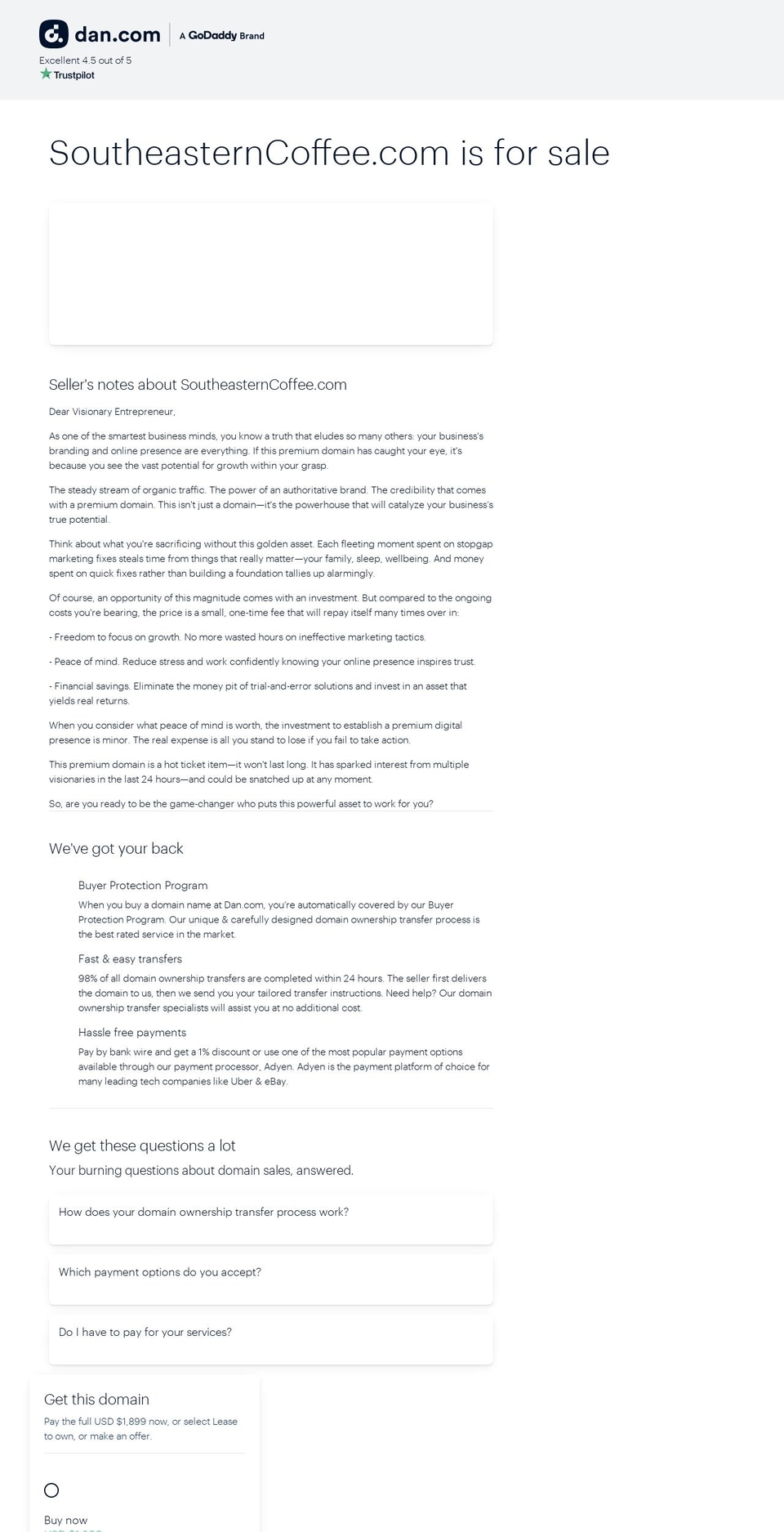 southeasterncoffee.com — Shopify storefront screenshot