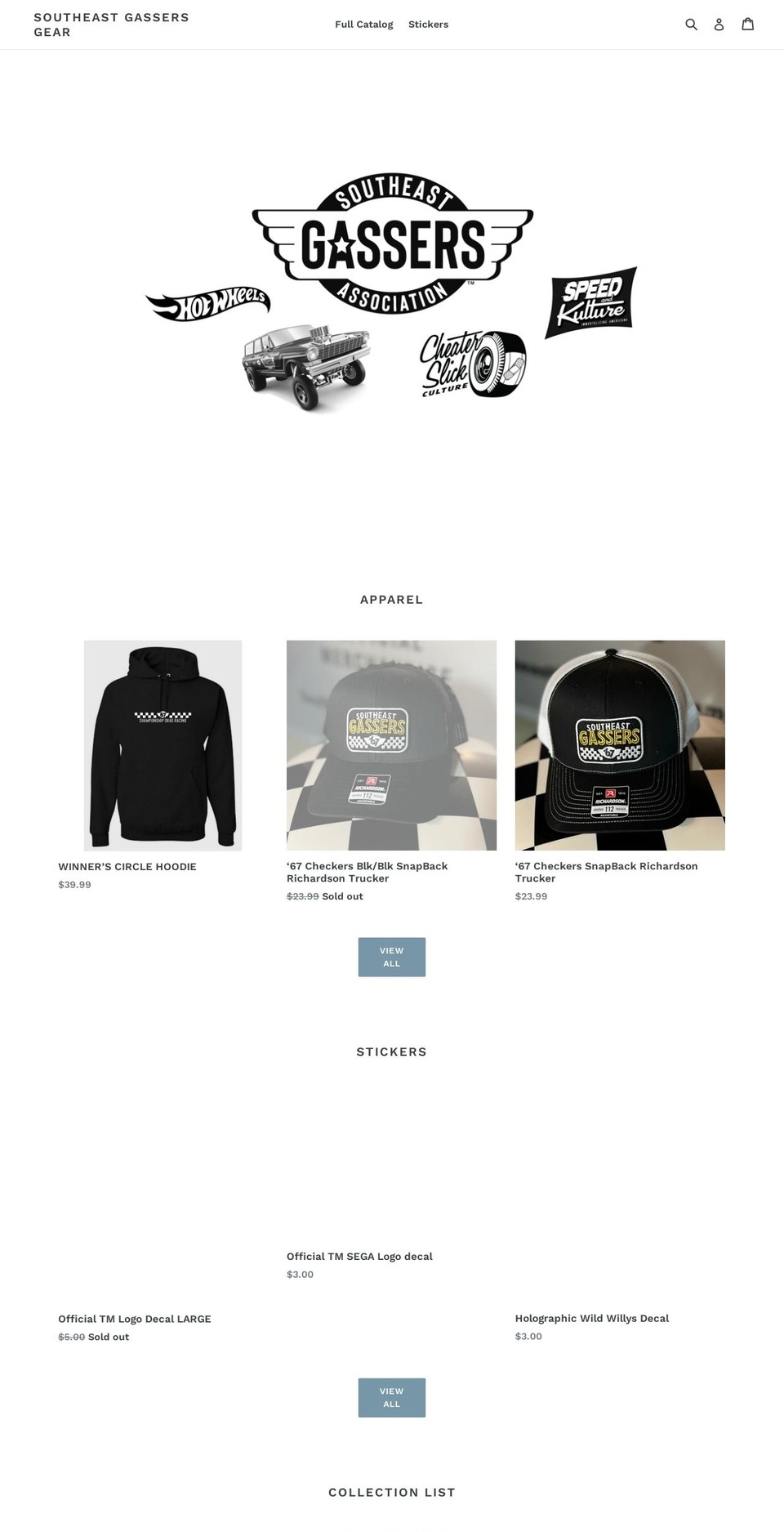 southeastgassersgear.com shopify website screenshot