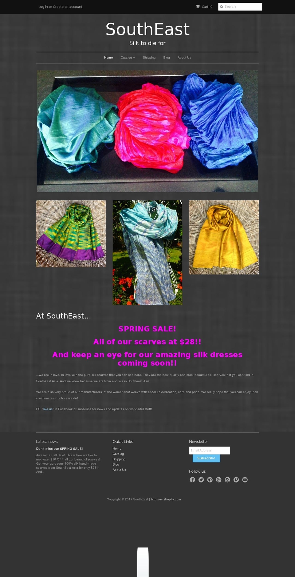 southeastsilk.com shopify website screenshot