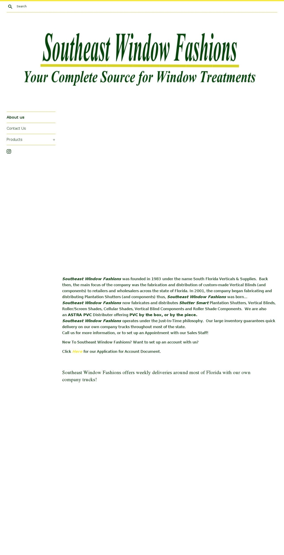 southeastwindowfashions.com shopify website screenshot