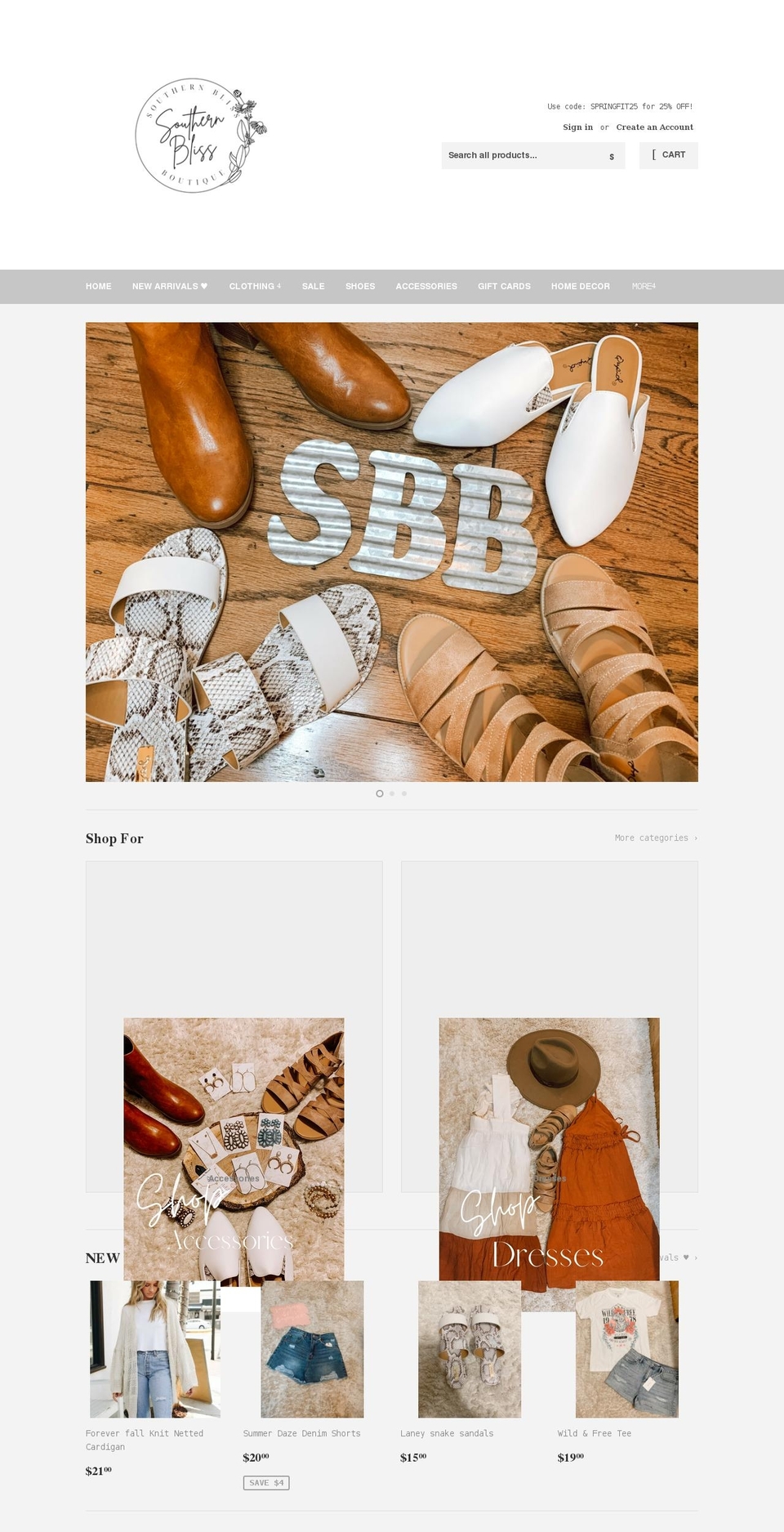 southern-bliss-boutique.com shopify website screenshot