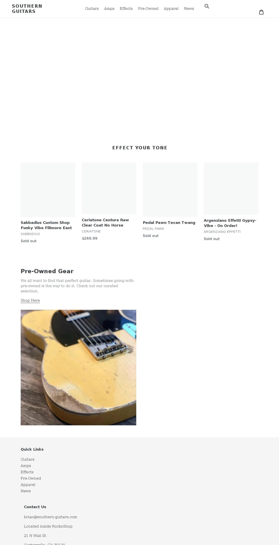 southern-guitars.com shopify website screenshot