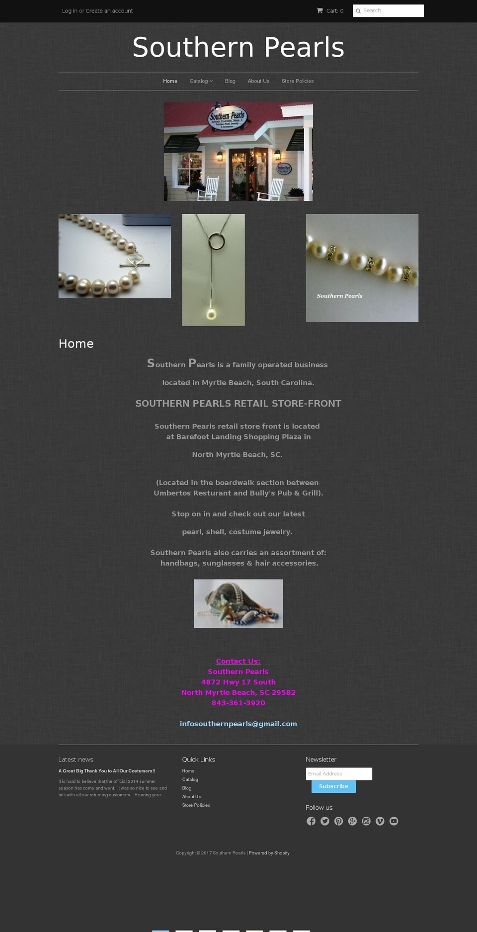 southern-pearls.com shopify website screenshot
