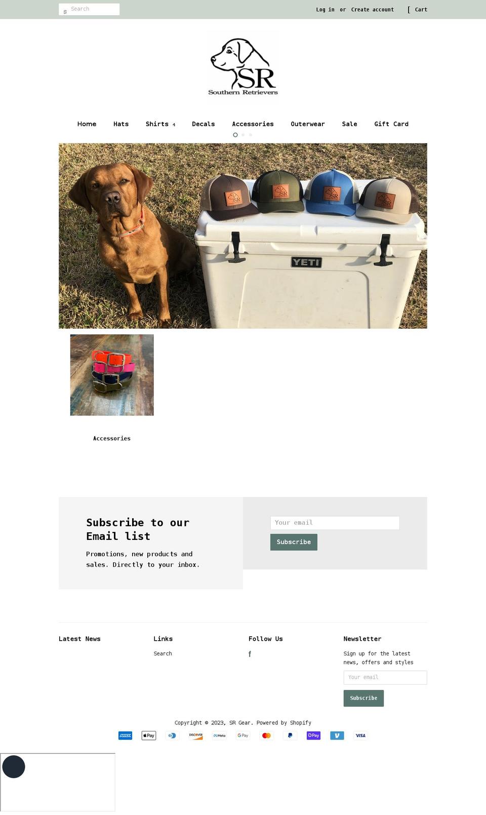 southern-retrievers.com shopify website screenshot