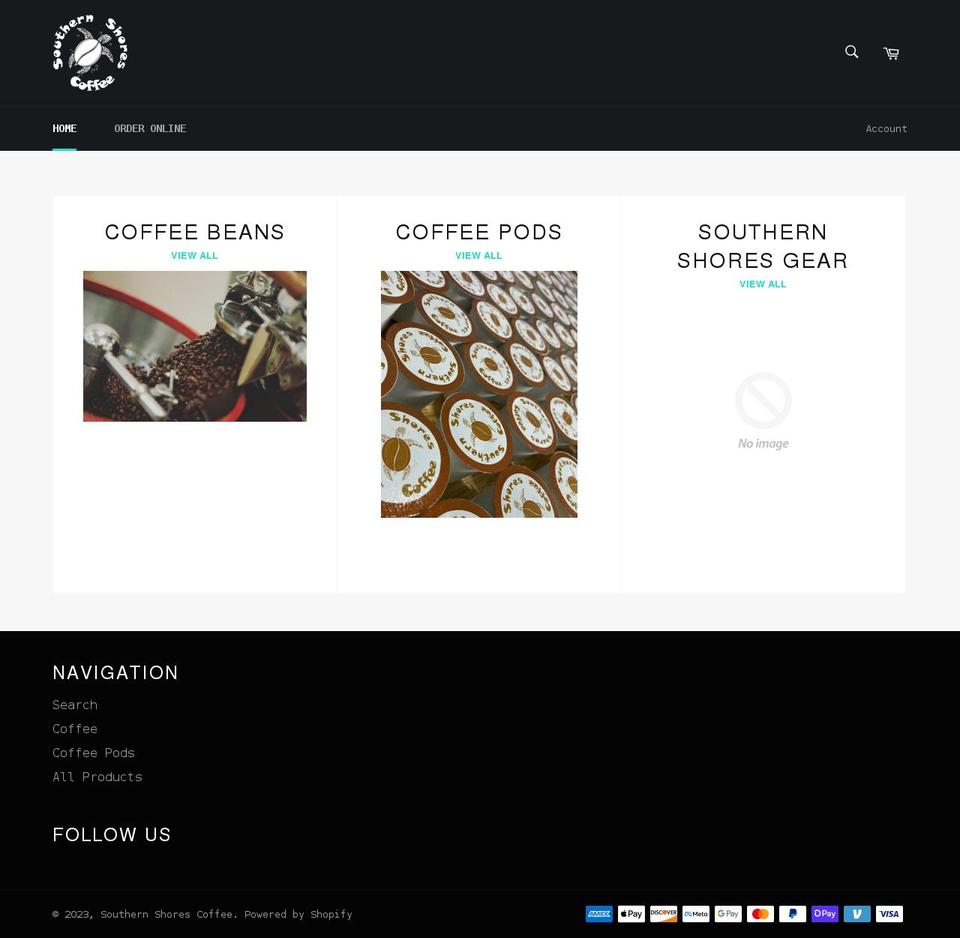 southern-shores-coffee.myshopify.com shopify website screenshot