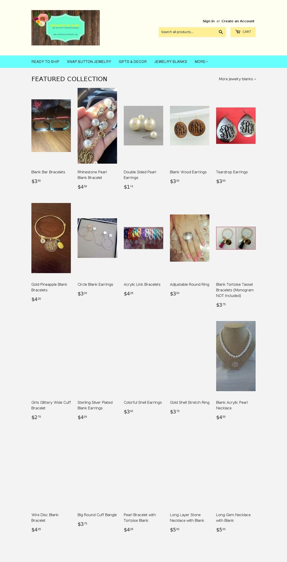 southernaccentblanks.com shopify website screenshot