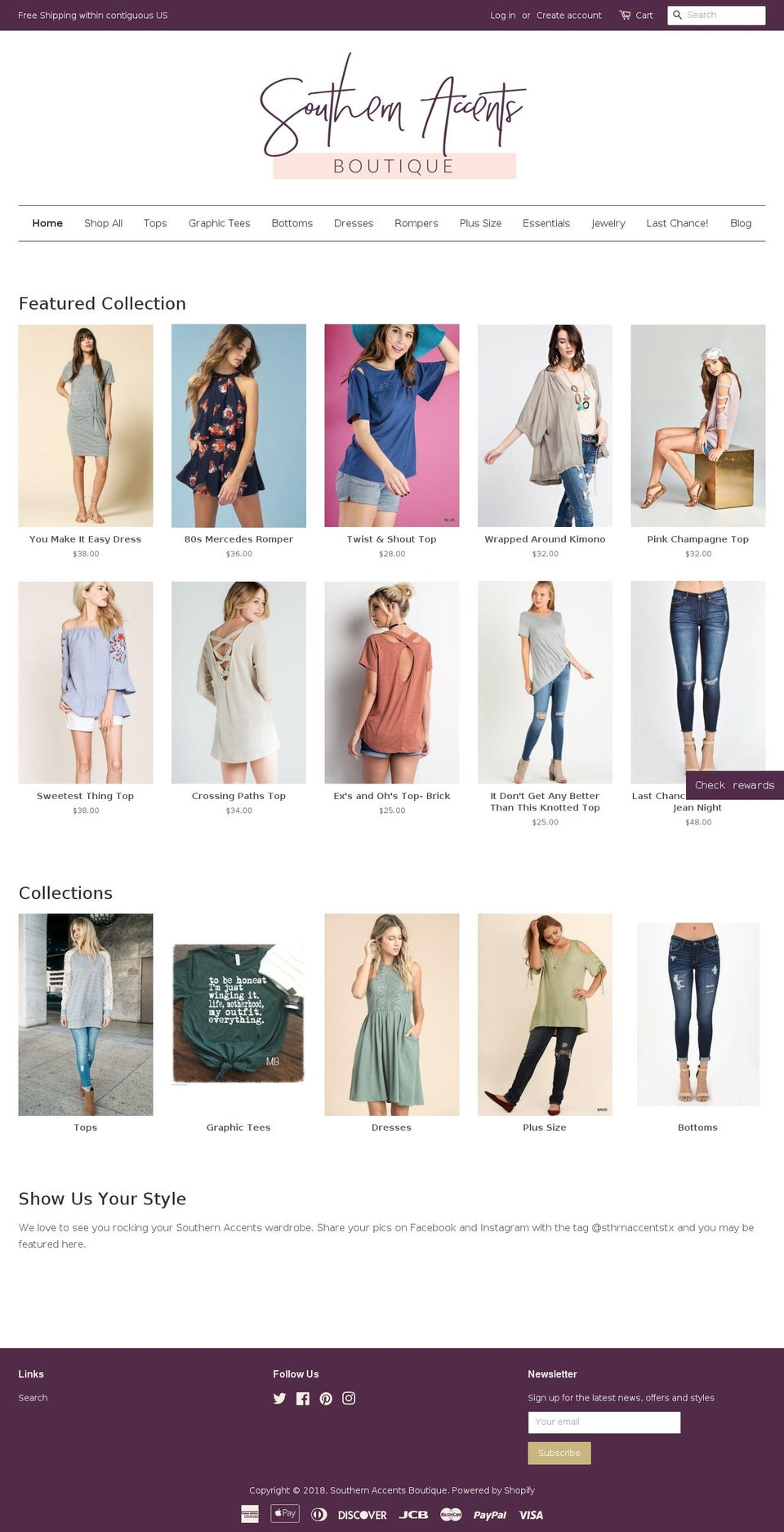 southernaccentsboutiquetx.com — Shopify storefront screenshot