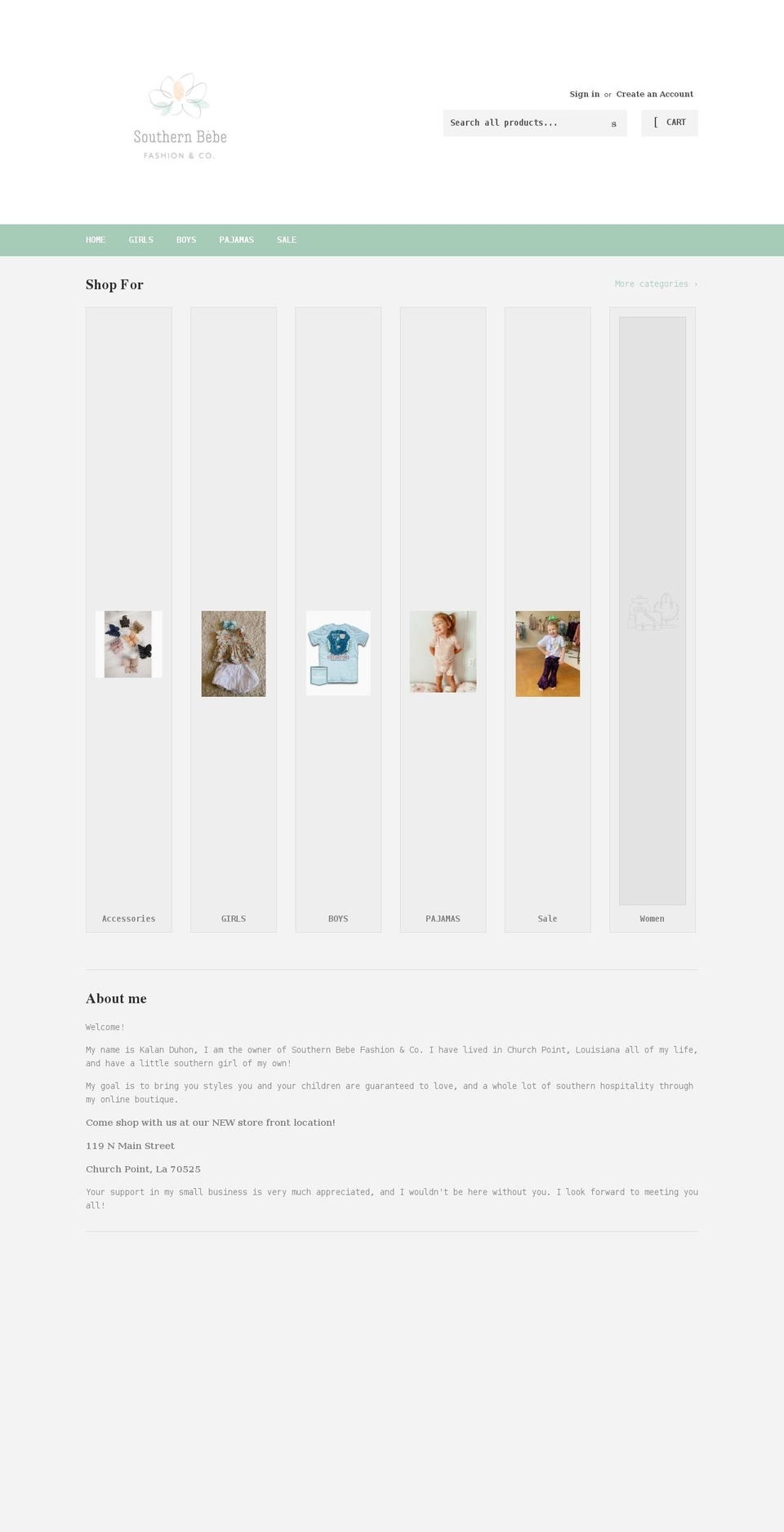 southernbebefashion.com shopify website screenshot