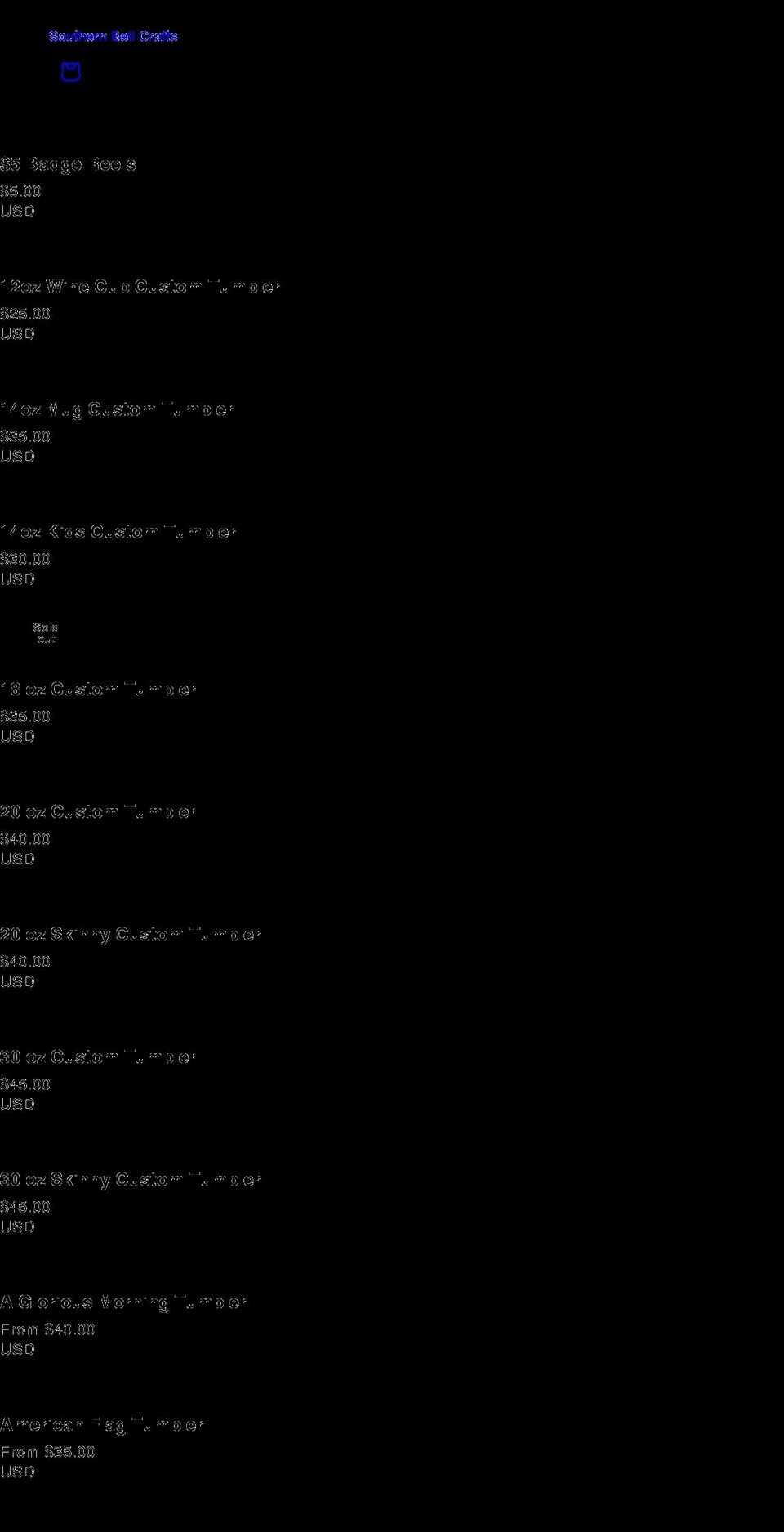 southernbellcrafts.com shopify website screenshot