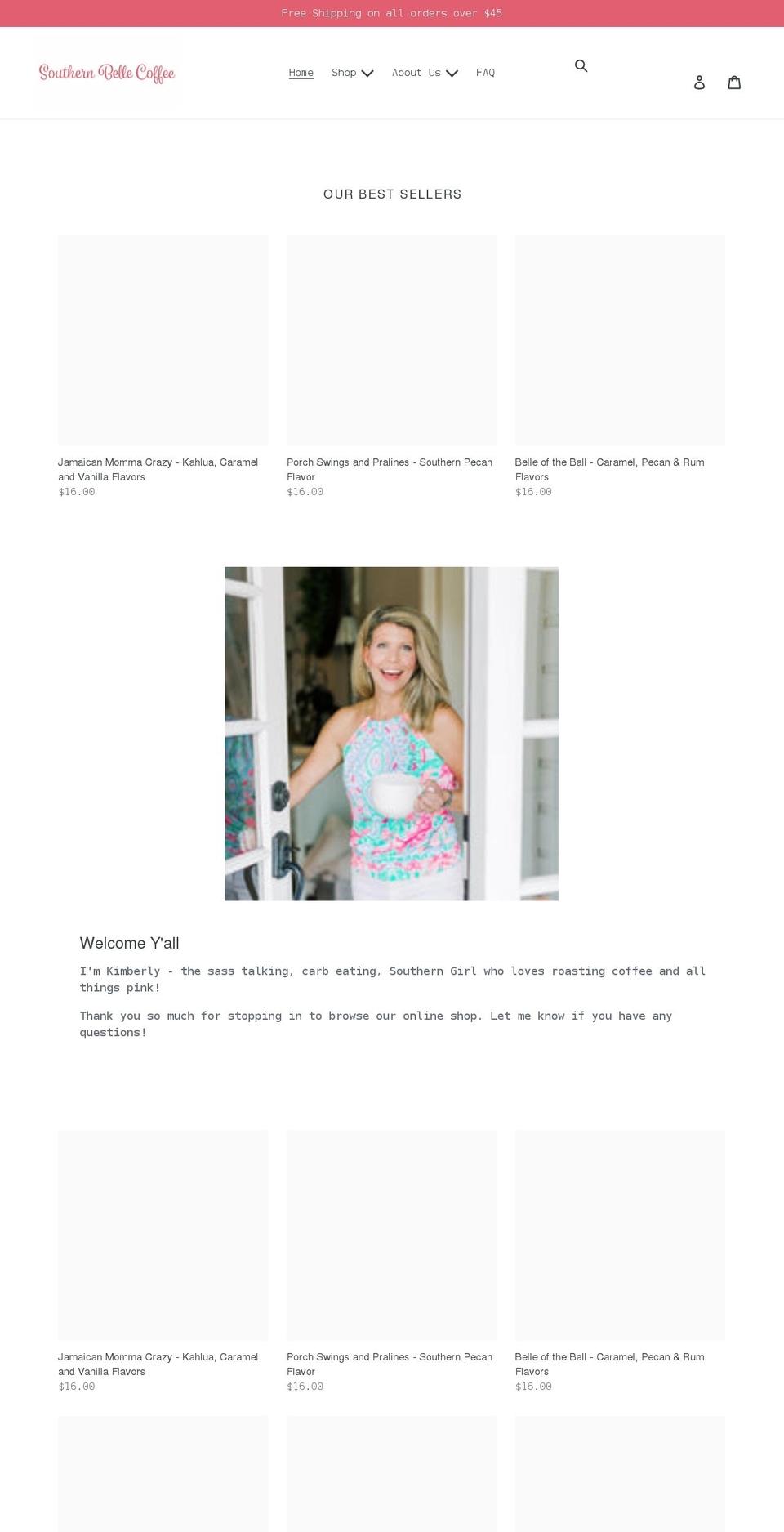 southernbellecoffee.com shopify website screenshot