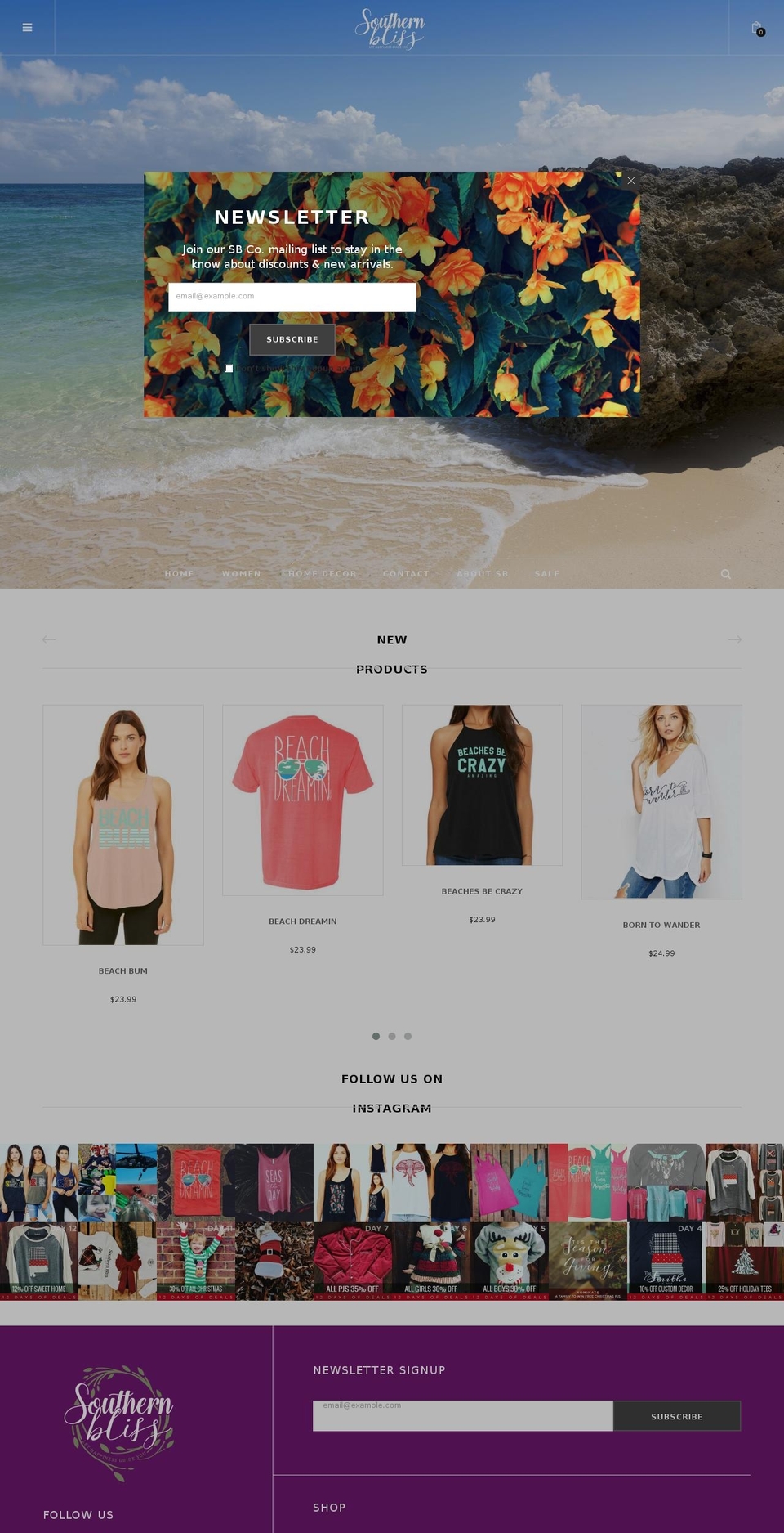 southernblissco.com shopify website screenshot