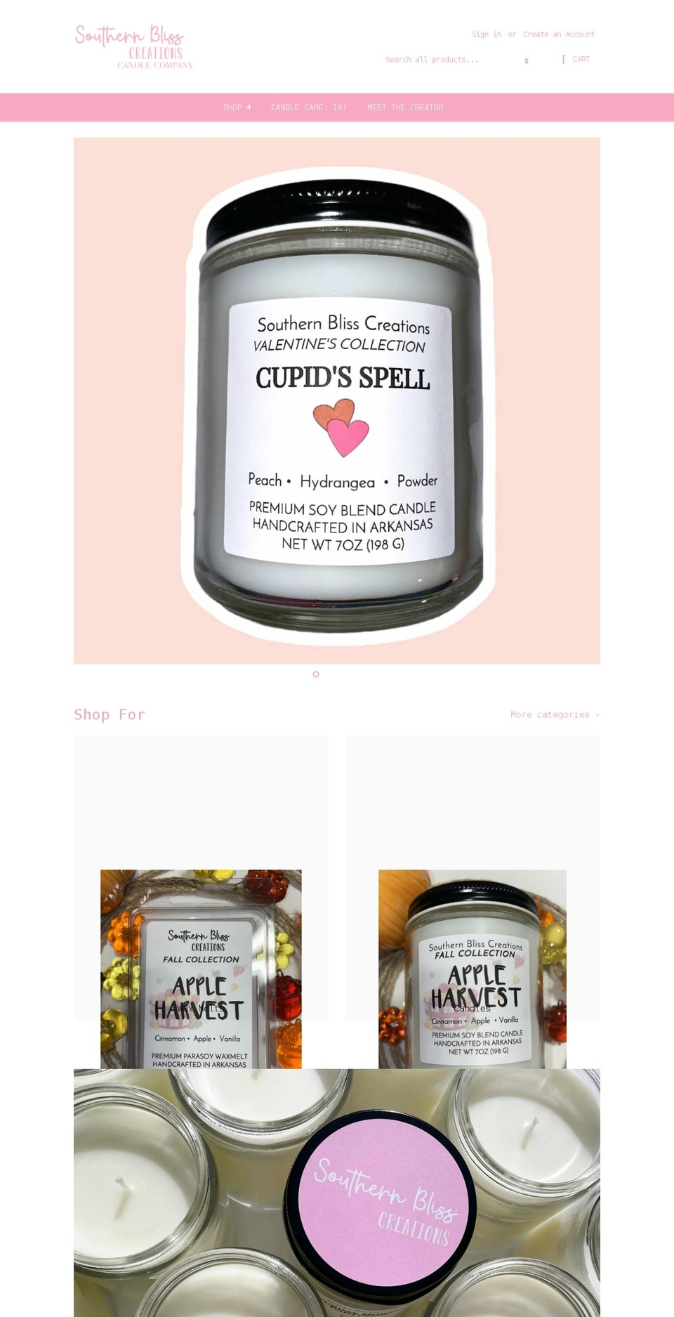 southernblisscreations.com shopify website screenshot
