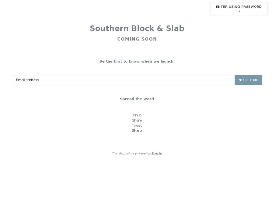 southernblockandslab.com — Shopify storefront screenshot