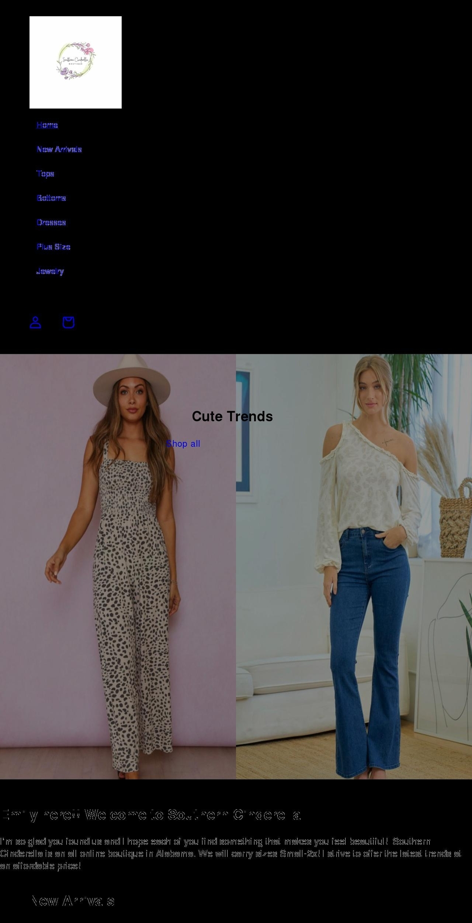southerncinderella.com shopify website screenshot
