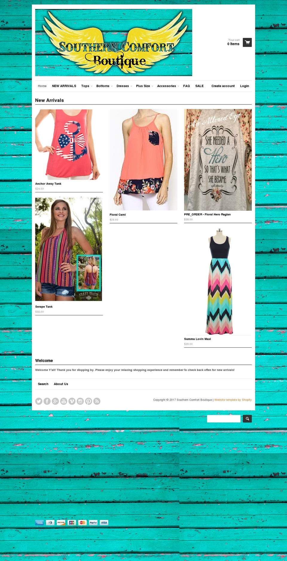 southerncomfortboutique.com shopify website screenshot