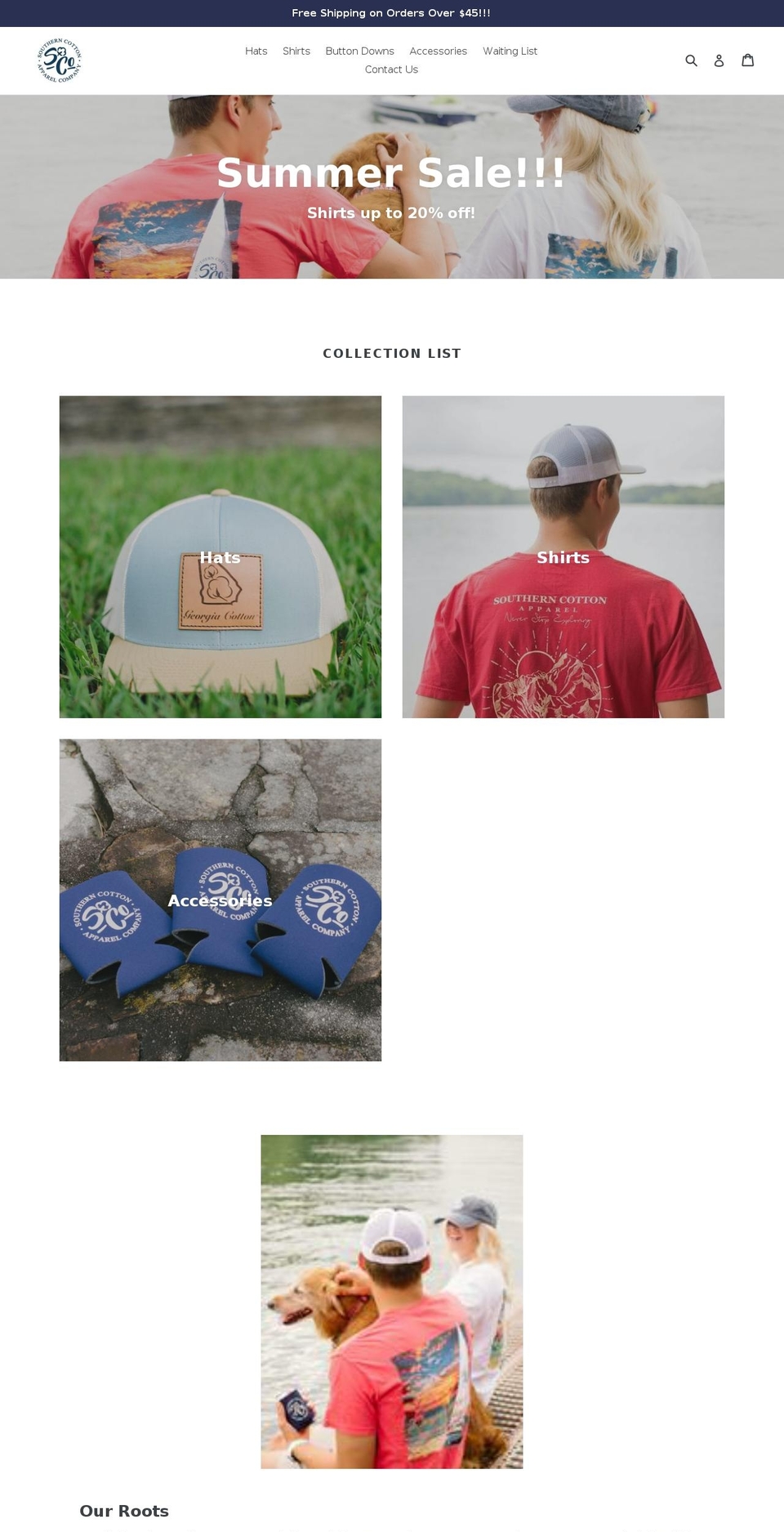 southerncottonapparel.com shopify website screenshot
