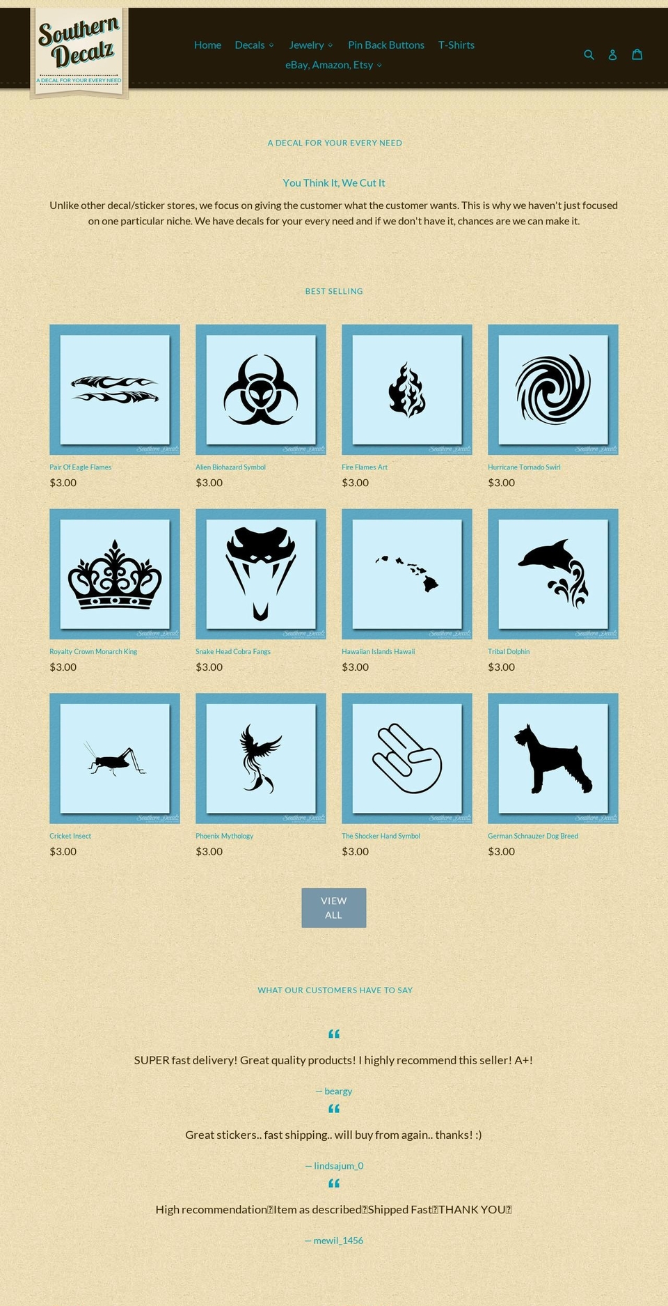 southerndecalz.com shopify website screenshot