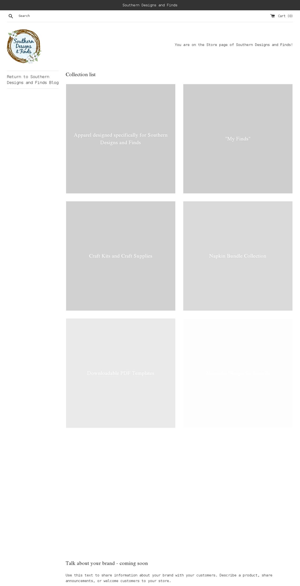 southerndesignsandfindsstore.com shopify website screenshot