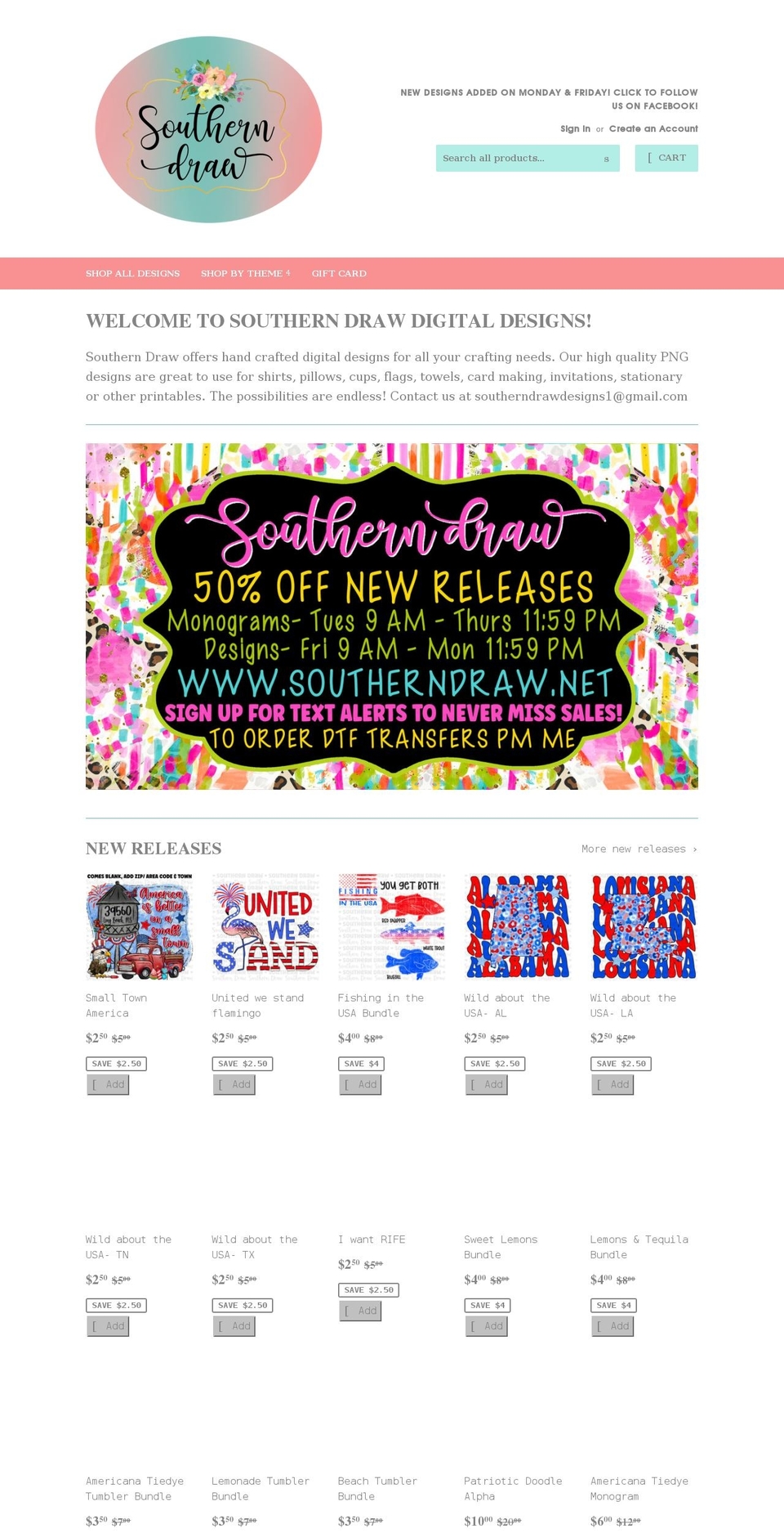 southerndraw.net shopify website screenshot