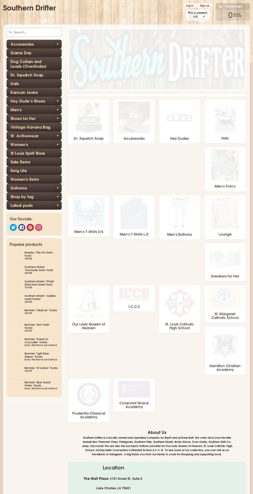 southerndrifter.org shopify website screenshot