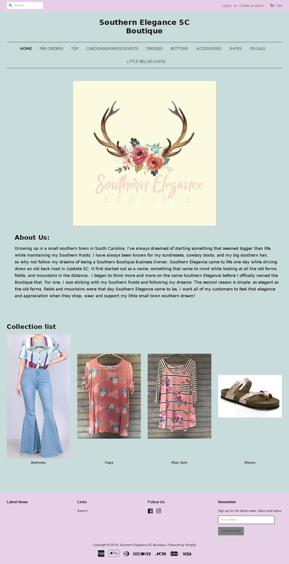 southernelegancescboutique.com — Shopify storefront screenshot