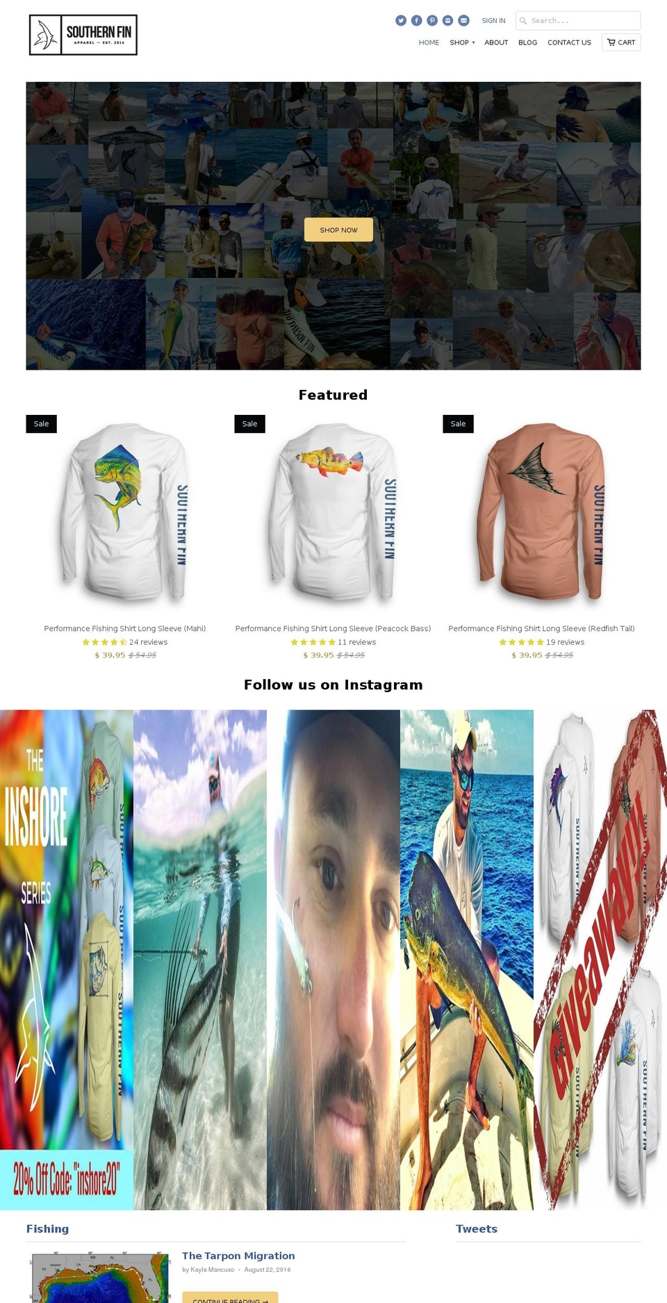 southernfinapparel.com shopify website screenshot