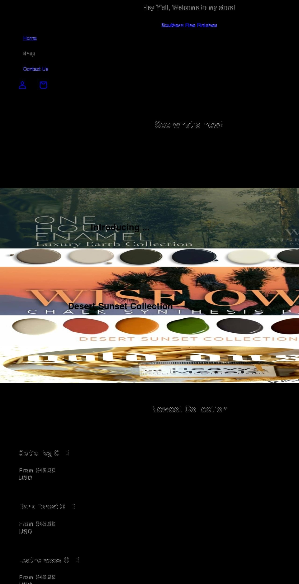 southernfinefinishes.com shopify website screenshot