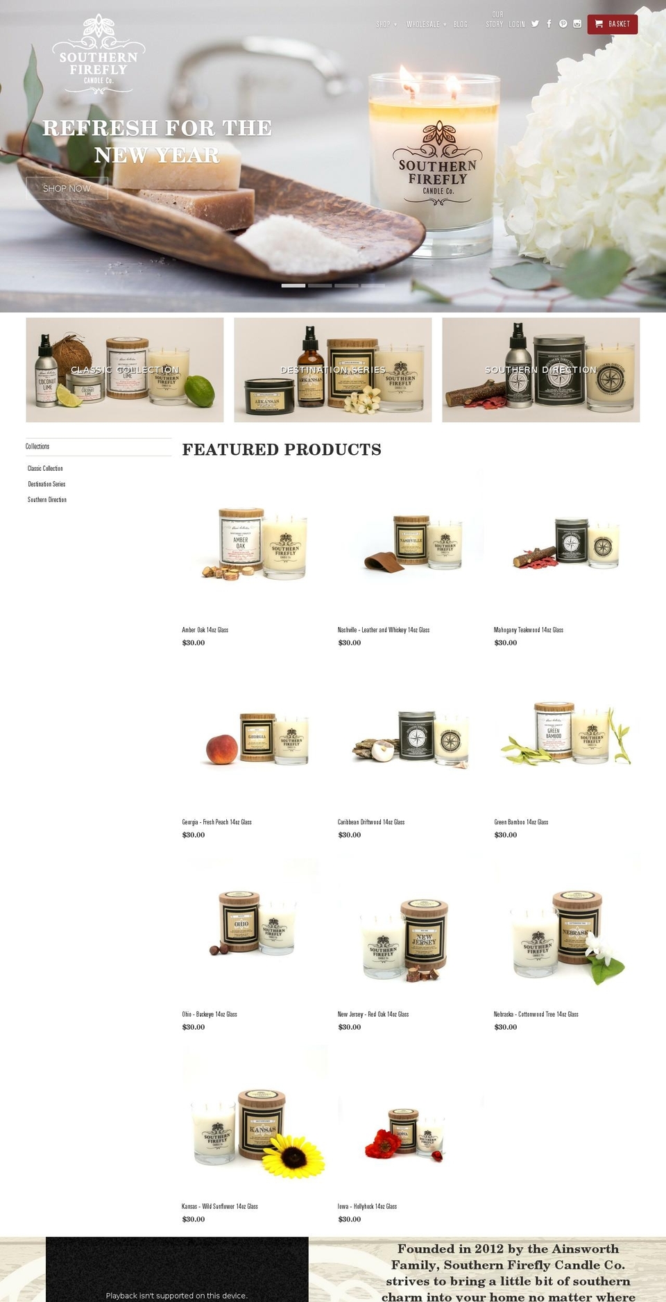 Firefly Custom 1.1 Shopify theme site example southernfireflycandle.com