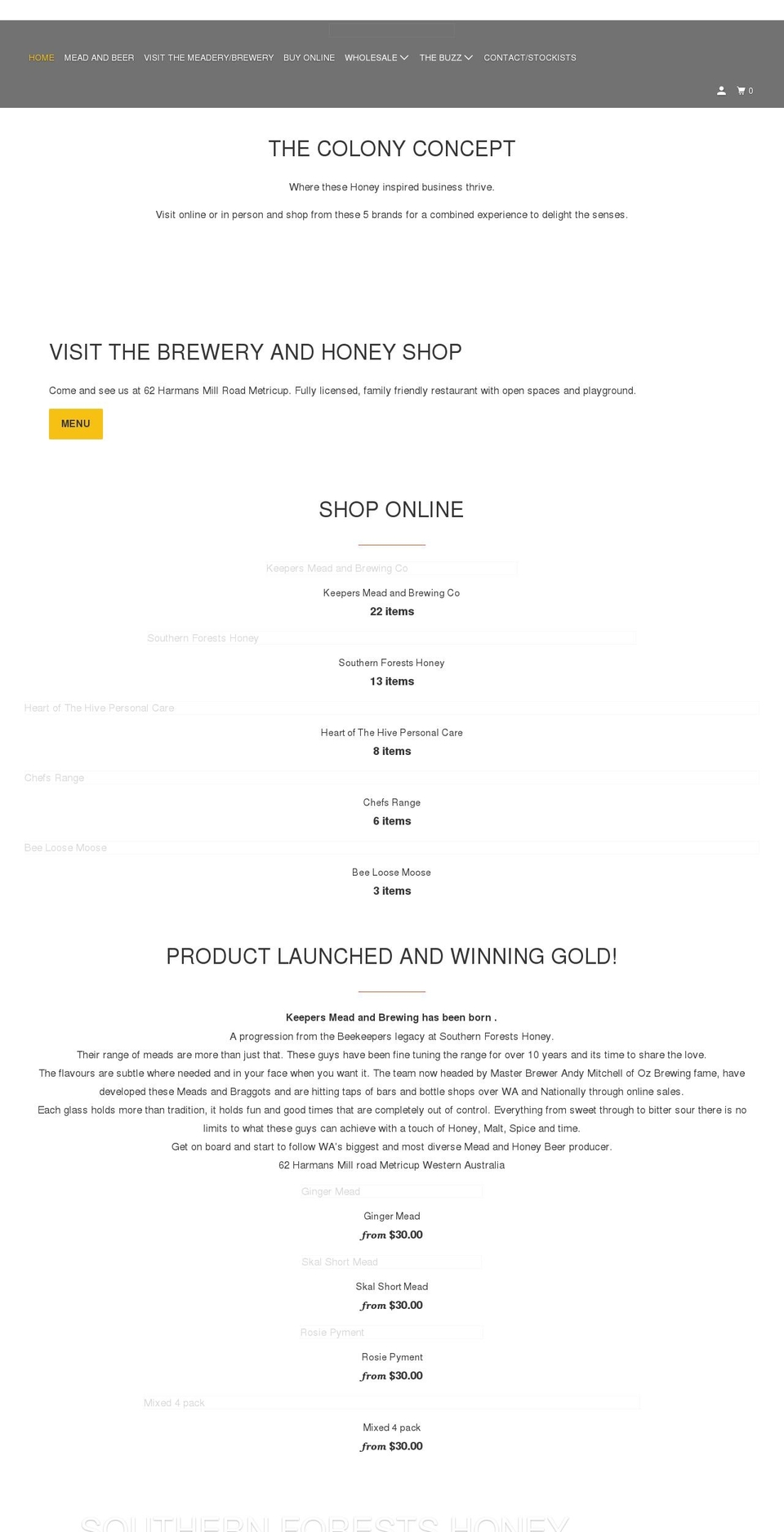 southernforestshoney.com.au shopify website screenshot