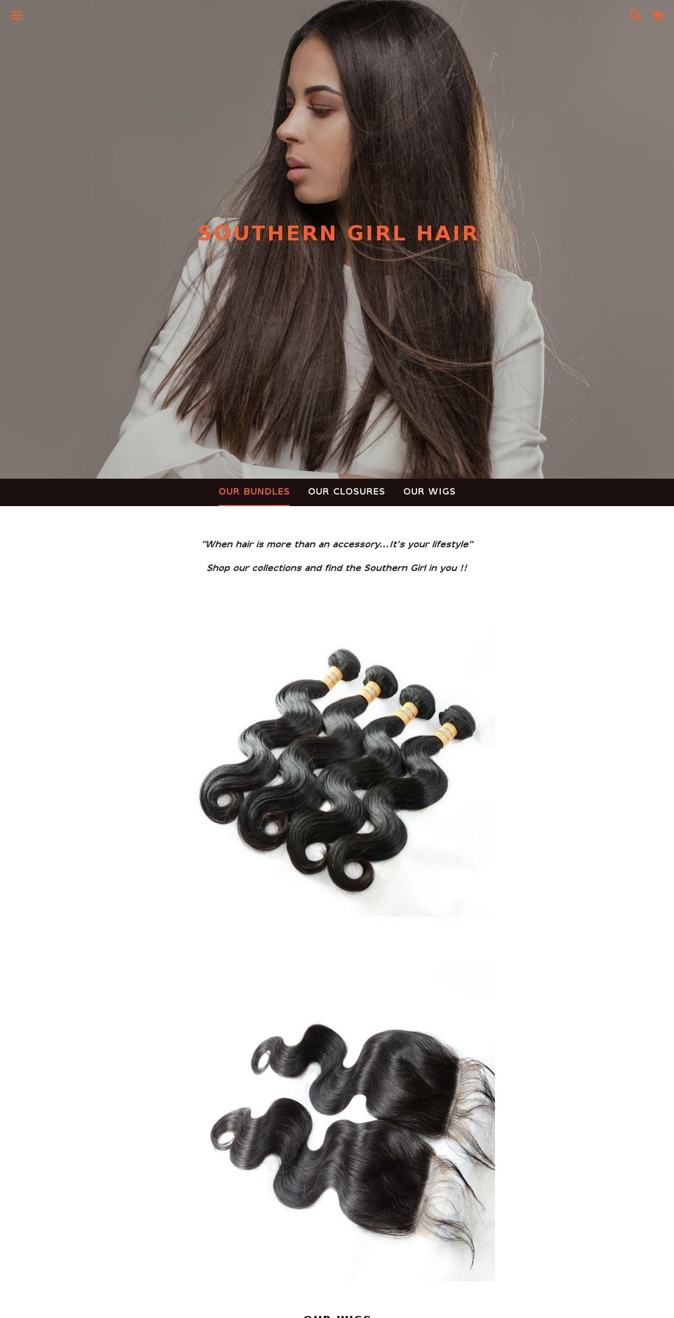 southerngirlhair.com — Shopify storefront screenshot