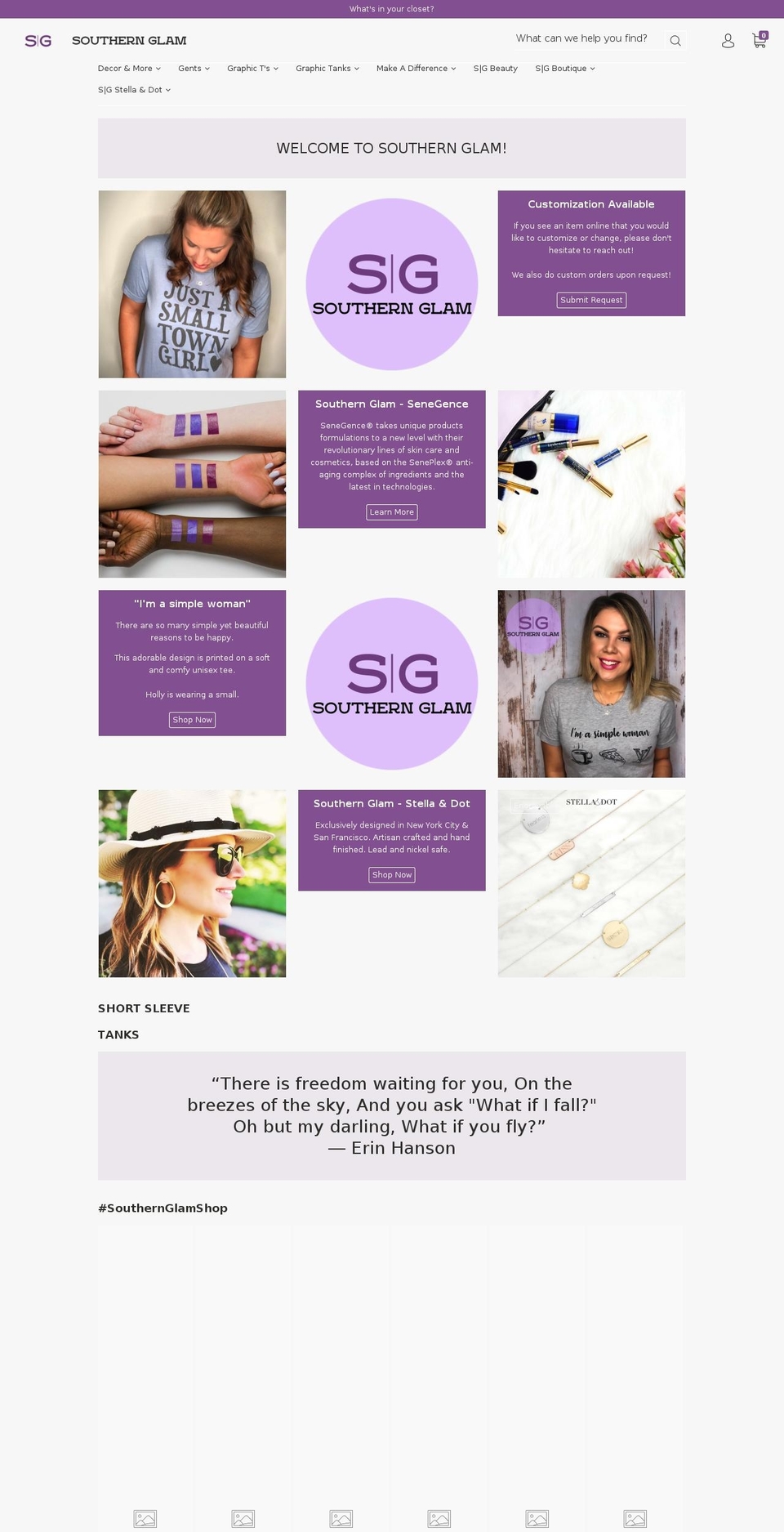 southernglamshop.com — Shopify storefront screenshot