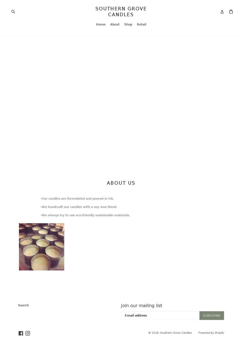 southerngrovecandles.com — Shopify storefront screenshot
