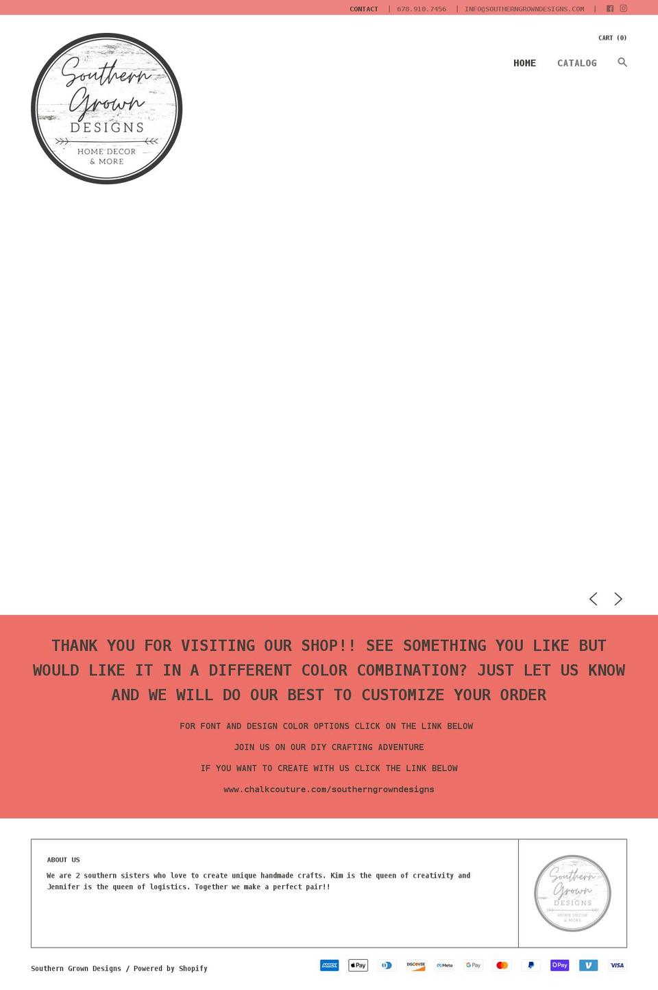 southerngrowndesigns.com shopify website screenshot